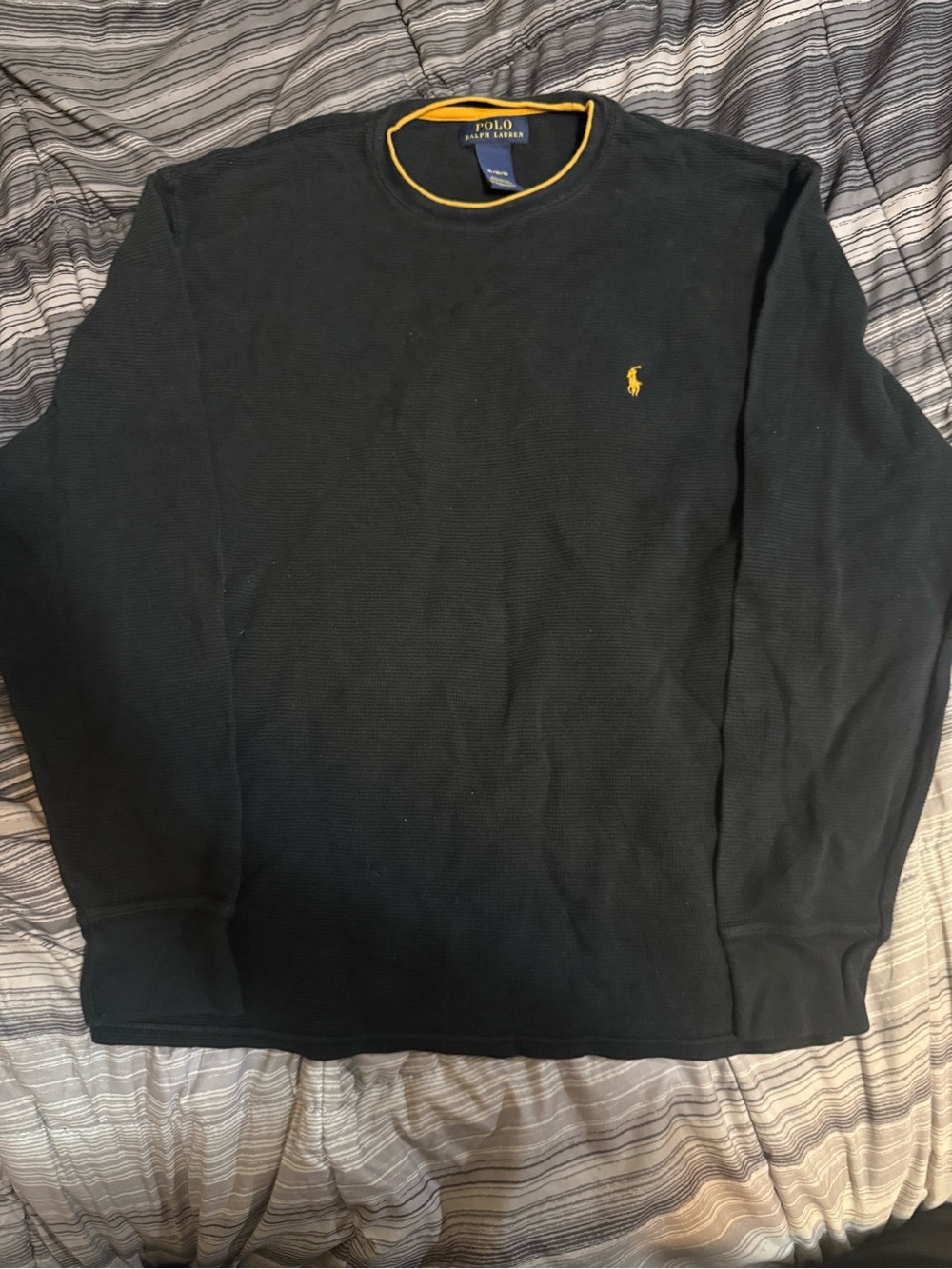 Polo by Ralph Lauren Black Long-Sleeve Crew with Yellow Trim and Pony
